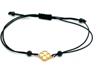 Zlatý šnúrkový náramok štvorlístok ZNS26307