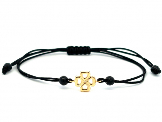 Zlatý šnúrkový náramok štvorlístok ZNS26306