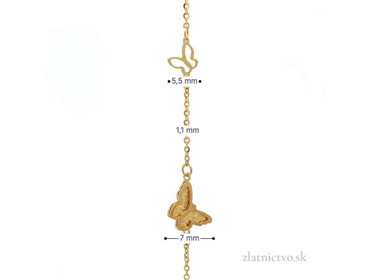 Zlatý náramok motýlik ZN251208