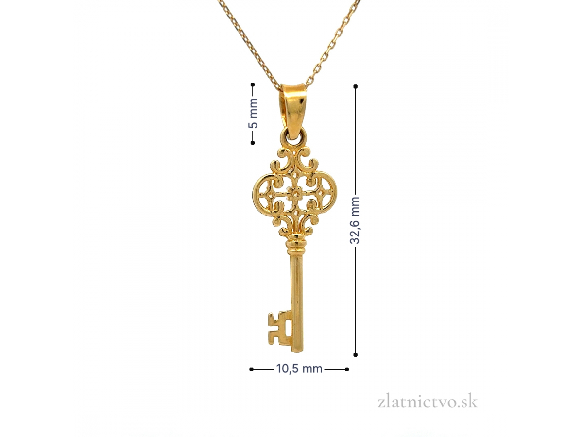 Zlatý prívesok kľúč PRI26310