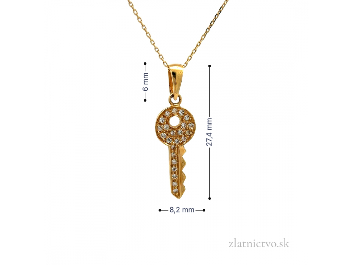 Zlatý prívesok kľúč PRI26311