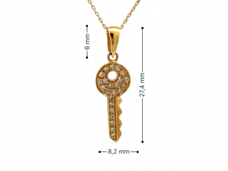 Zlatý prívesok kľúč PRI26311