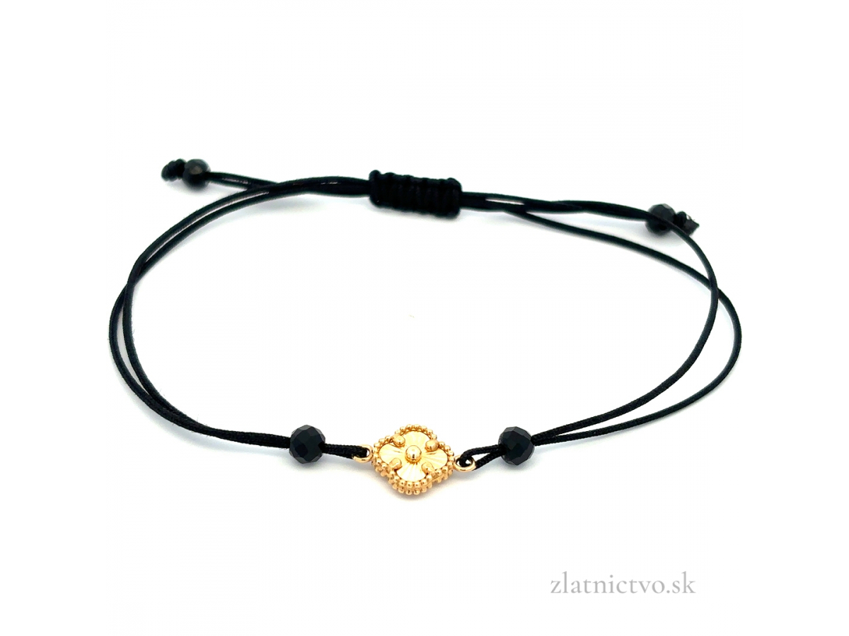 Zlatý šnúrkový náramok štvorlístok ZNS26307