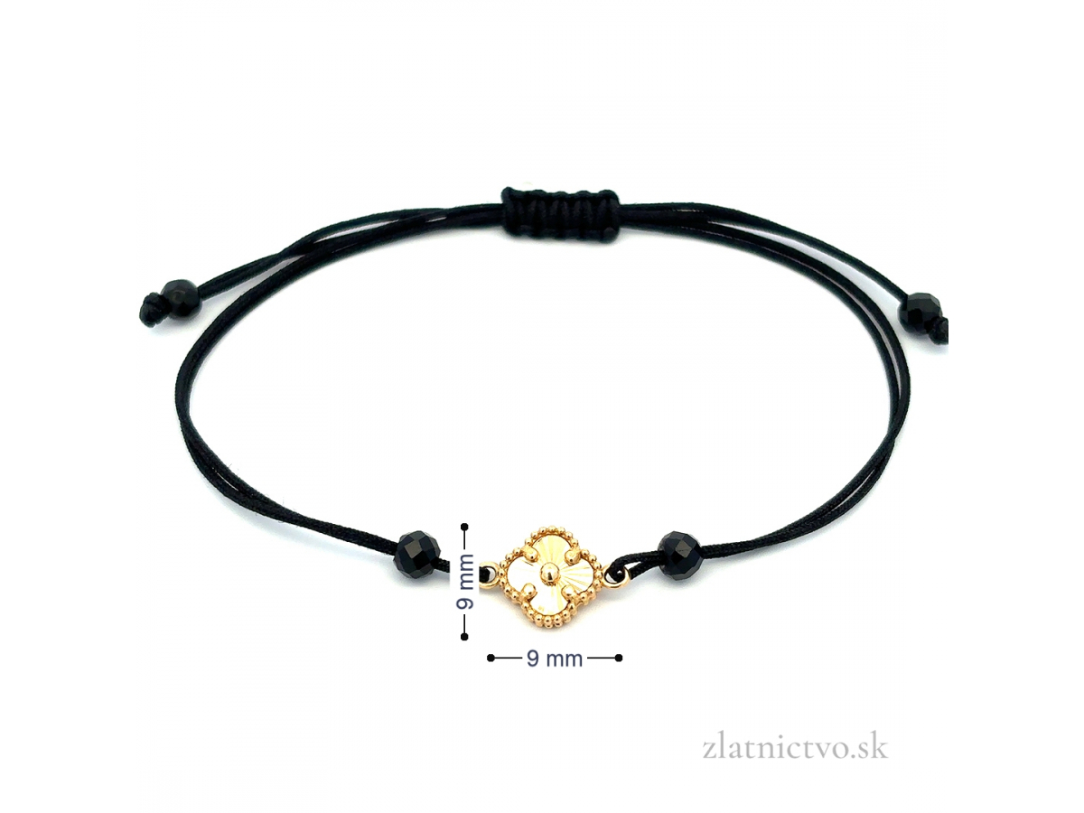 Zlatý šnúrkový náramok štvorlístok ZNS26307