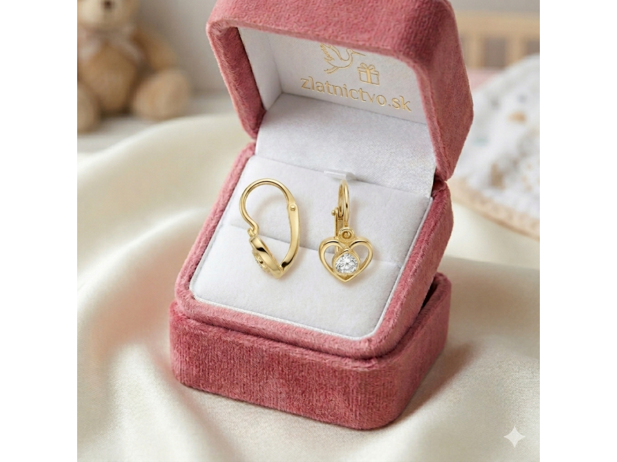 Zlaté detské náušnice srdiečka DZN2610