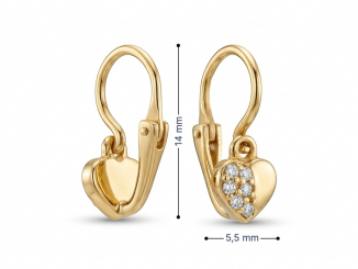 Zlaté detské náušnice srdiečka DZN2608