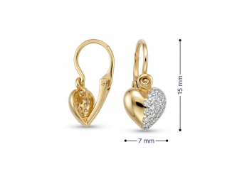 Zlaté detské náušnice srdiečka DZN2604