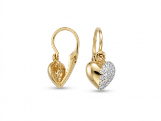 Zlaté detské náušnice srdiečka DZN2604